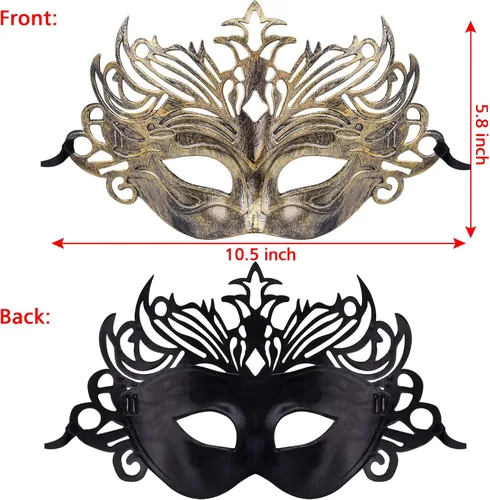 Vista 2 de FEQO 48 máscaras de mascarada, máscaras antiguas vintage venecianas