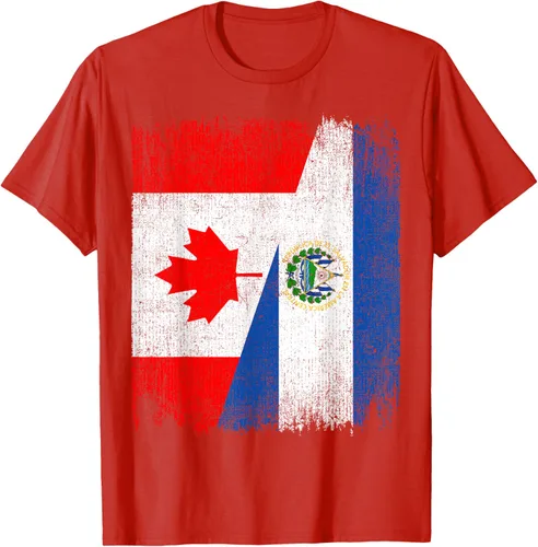 Vista 62 de Camiseta Half Canada El Salvador Flag Canadian Salvadoran Pride Roots