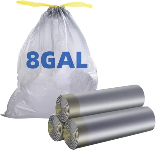 Vista 7 de Bolsas de basura de 4 galones, 40 bolsas de basura con cordón, forros gruesos sin perfume para baño, dormitorio, oficina