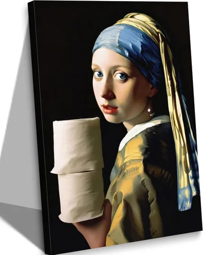 Vista 9 de Elegante lienzo vintage para pared, diseño de gato blanco caprichoso, divertido y retro, cuadro de carrito de bar, pintura ecléctica de animales