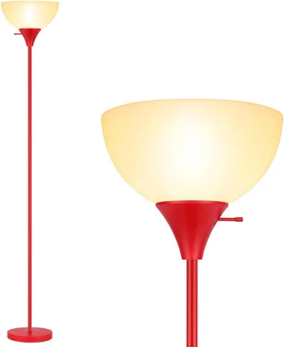 Vista 7 de Coucrek Lámpara de pie, lámparas LED de pie con pantalla de plástico blanco, luces de piso de esquina para sala de estar, dormitorio, interruptor
