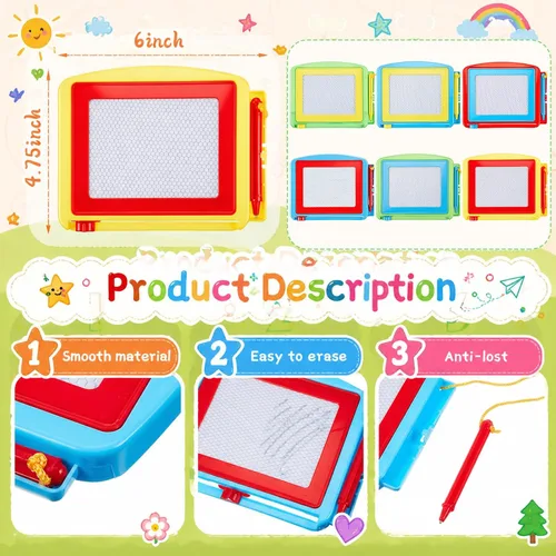 Vista 2 de Tinlade Paquete de 12 mini tableros magnéticos de dibujo para niños, pequeño boceto borrable, bloc de escritura, juguete de pintura a granel, regalo