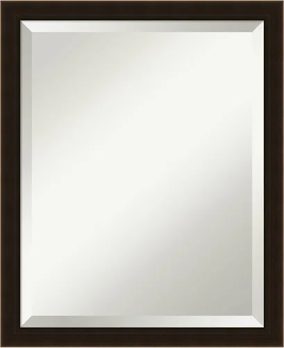 Vista 16 de Amanti Art Espejo de pared marrón de 26 x 22 pulgadas, espejo rectangular de baño de Alejandría marrón rústico para decoración de pared, sala
