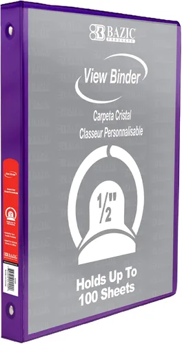 Vista 32 de BAZIC Products Carpeta organizadora de 3 anillas de 1/2 pulgada con vista económica, color negro, anillo redondo, capacidad para 100 hojas de papel
