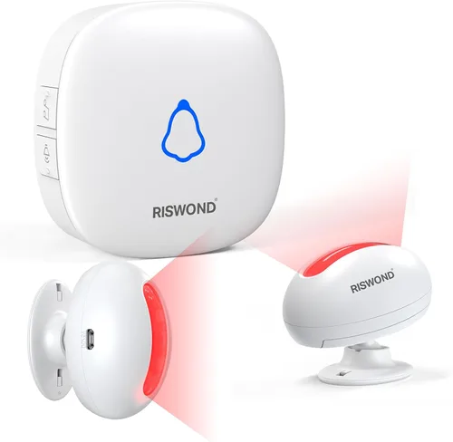 Vista 8 de Timbre de puerta con sensor de movimiento inalámbrico: timbre de entrada de negocios, detector de movimiento para interiores zumbador