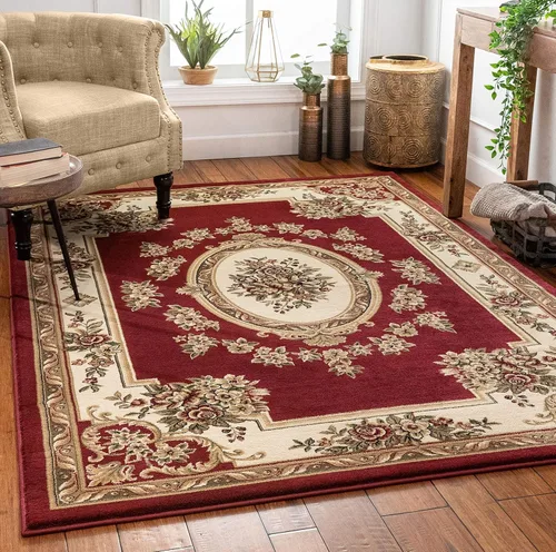 Vista 21 de Alfombra de pastoral con medallón de tejido suave y grueso, estilo europeo, con diseño floral y tradicional, fácil de limpiar, moderna, clásica