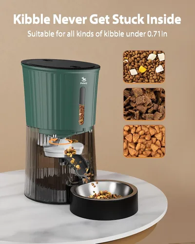 Vista 2 de Petory Comederos automáticos temporizados para gatos, dispensador programable de alimentos secos de 4 litros para gatos y perros pequeños