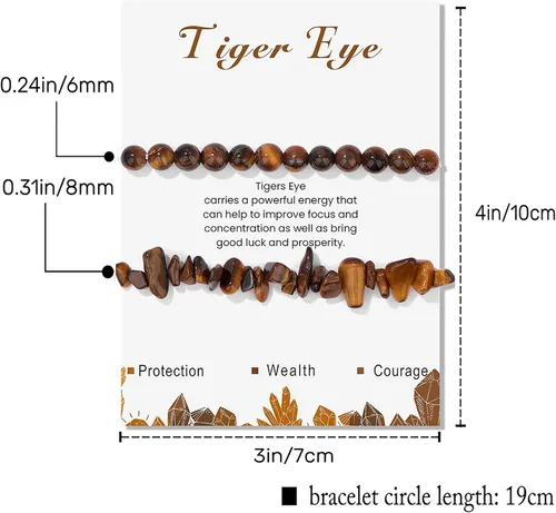 Vista 33 de Pulseras de cristal curativo para mujer, 2 pulseras de piedra natural de 0.236 pulgadas, pulseras elásticas de cuentas de cristal hechas a mano