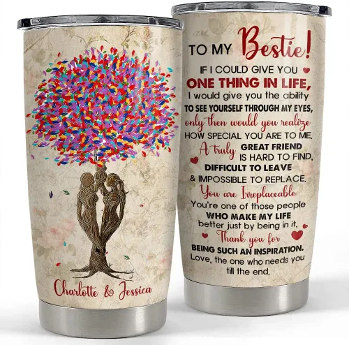 Vista 16 de SANDJEST Taza personalizada para mejores amigas de 20oz y 30oz con tapa - Regalo para mejores amigas, mujeres, niñas, hermana - Navidad, cumpleaños