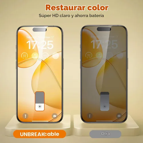 Vista 7 de UNBREAKcable Protector de pantalla de privacidad para iPhone 15, cobertura completa, vidrio templado inastillable [borde a borde]