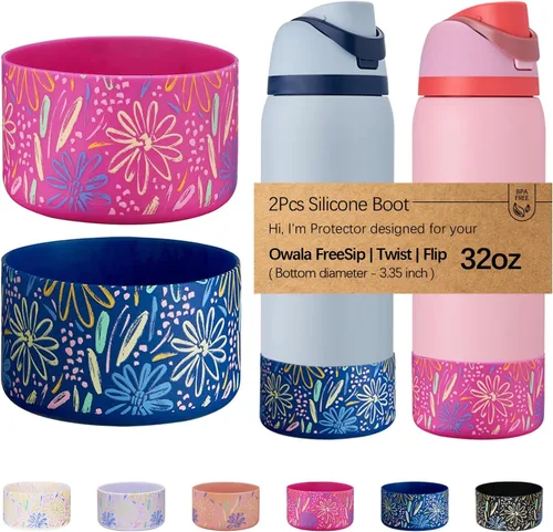 Vista 10 de WK IEASON 2 fundas de silicona para botella de agua Owala, base protectora para botella de agua Owala FreeSip Twist y Flip Flask accesorios para 3D