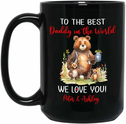 Vista 19 de Baby Coming Soon - Taza de café negra de 11 onzas y 15 onzas, taza de café personalizada para papá con nombre, taza de café de cerámica con anuncio
