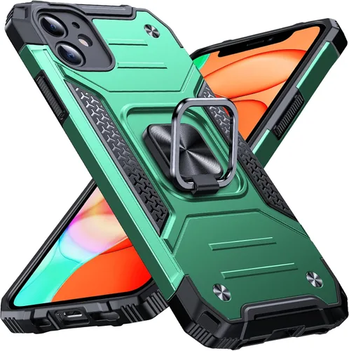 Vista 64 de Anqrp Funda resistente para iPhone 6/7/8/SE/SE2 con soporte de anillo mejorado y agarre, grado militar, a prueba de golpes, resistente y robusta