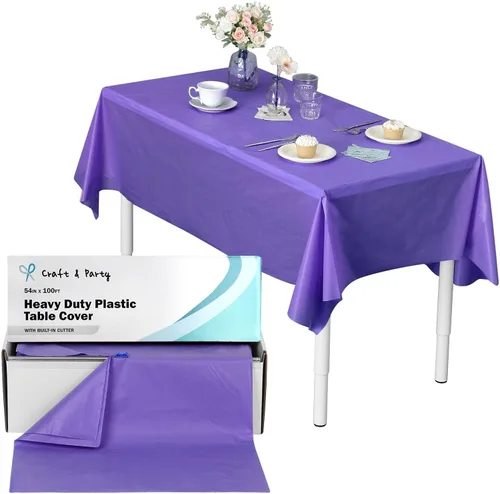 Vista 44 de Rollo de plástico para cubierta de mesa color verde manzana, 40 pulgadas x 100 pies, rollo de plástico resistente para cubierta de mesa de banquetes