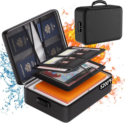 Vista 8 de DocSafe - Bolsa de documentos con cerradura, funda de almacenamiento de archivos de 3 capas ignífuga con cierre resistente al agua, bolsa