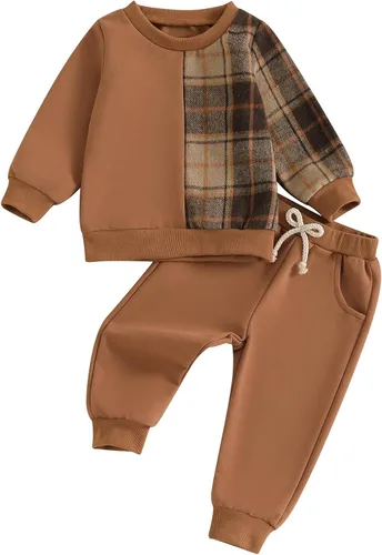 Vista 65 de Conjunto de sudadera de manga larga con cuello redondo y pantalones deportivos para bebés, ropa de invierno para bebé