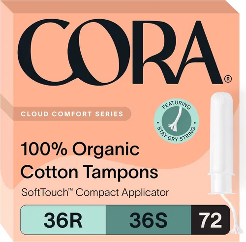 Vista 3 de Cora Multipack de tampones de algodón orgánico (72 Regulares, 72 Super Tampones)