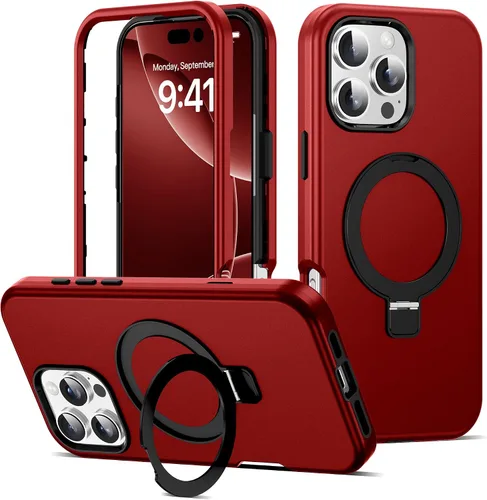Vista 22 de Funda compatible con iPhone 13 y 14 de 6.1 pulgadas con soporte de anillo magnético [protección militar contra caídas] [compatible con Mag-Safe]