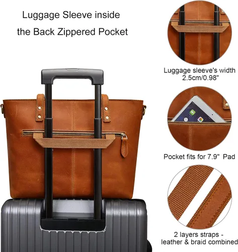 Vista 12 de S-ZONE Bolso bandolera vintage de cuero genuino para mujer