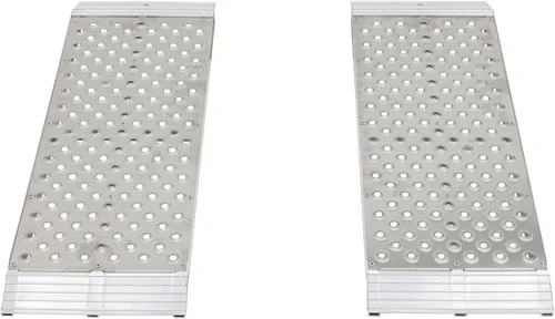 Vista 4 de Guardian Rampas de cobertizo de doble corredor de 3 pies de largo con superficie de placa perforadora de aluminio, capacidad de 1,500 libras