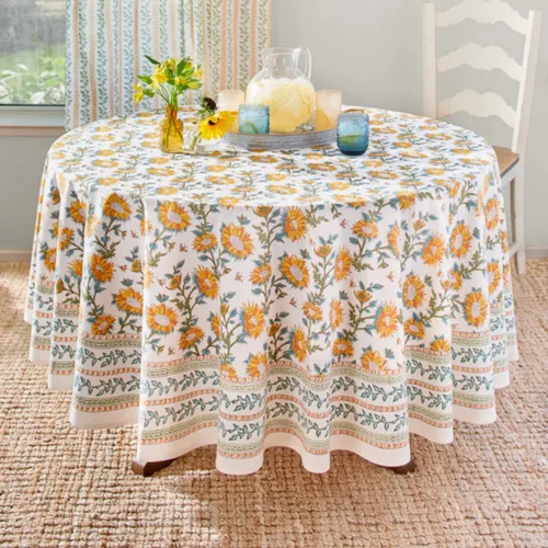Vista 68 de Saffron Marigold Mantel redondo impreso a mano – Pink Dahlia Daydreams lujoso 100% algodón, lavable, para decoración del hogar, cocina, café o mesa