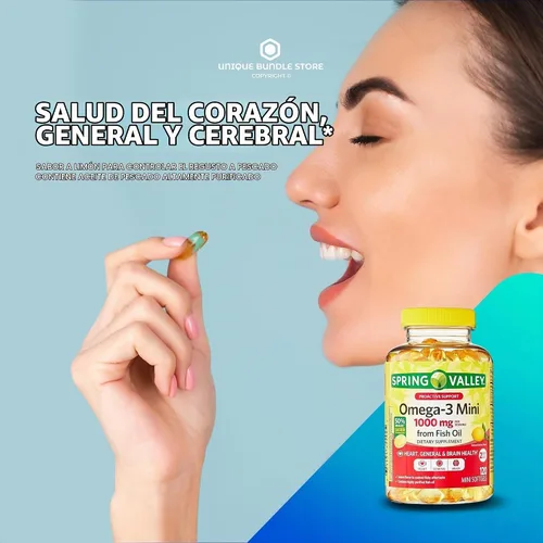 Vista 2 de Omega 3 Mini 1000 mg de aceite de pescado – 120 cápsulas blandas, aceite de pescado con sabor a limón Omega 3 suplementos con EPA DHA, suplemento