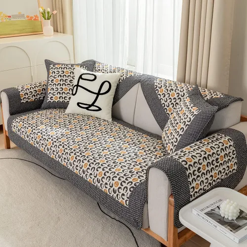 Vista 9 de vctops Funda de sofá de algodón suave con diseño de retazos, estilo granja, antideslizante, acolchada, para sala de estar, lavable, protector