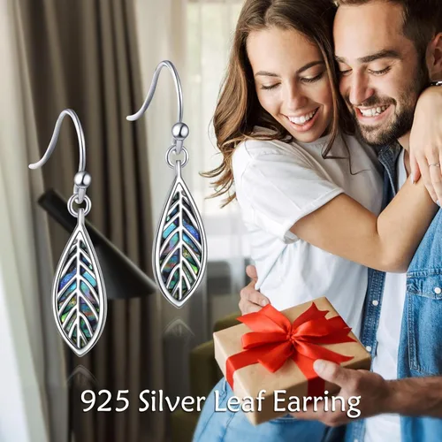Vista 3 de YFN Aretes de plata de ley con diseño de luna, estrellahoja, pentagrama, luna creciente, estrellahoja, joyería de regalo para hombres y mujeres