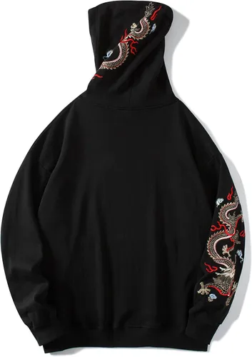 Vista 2 de Niepce Inc Streetwear - Sudaderas con capucha bordadas con estampado de dragón para hombre