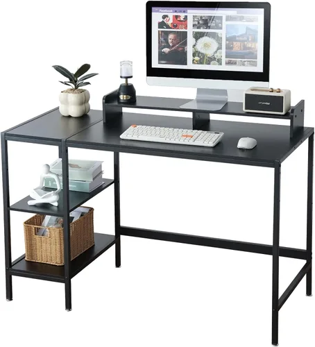 Vista 12 de Escritorio para computadora de 55 pulgadas con estante de almacenamiento - Rosa, ideal para dormitorios, espacios pequeños y oficinas en casa