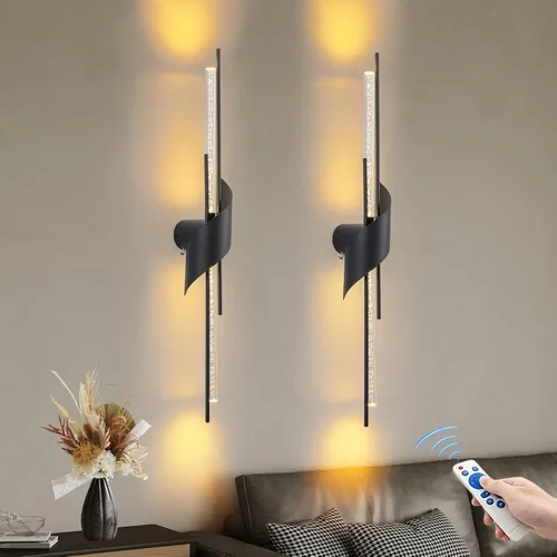 Vista 10 de camuucci Battery Operated Wall Sconces Set of Two,Modern Wireless Wall Lights,LED Rechargeable 20000mAh Not Hardwired Remote Control Dimmable Wall