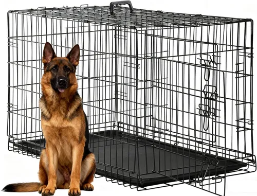 Vista 20 de Jaula negra para perros de 24 pulgadas, grande, XXL, plegable para perros grandes, jaulas de alambre de metal, jaula de segregación de animales