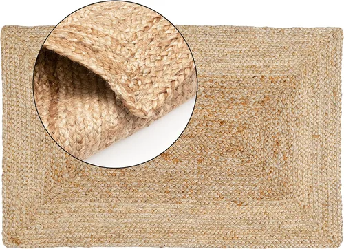 Vista 9 de Light & Pro Alfombra de yute, 2 x 3, natural, hecha a mano, trenzada, reversible, alfombra rústica