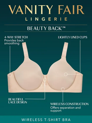 Vista 4 de Vanity Fair Brasier de realce de espalda completa para mujer, tela elástica en 4 direcciones, copas ligeramente forradas hasta H