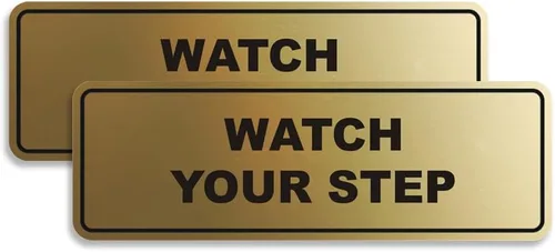 Vista 42 de Signs ByLITA Letrero estándar para pared o puerta con texto en inglés «Watch Your Step», señalización de salud y seguridad (negro), mediano