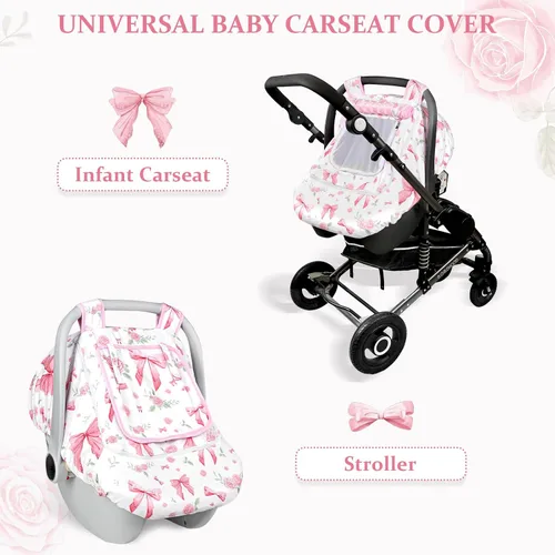 Vista 6 de Funda de asiento de automóvil para bebé y niña, con doble cremallera, con malla transpirable, toldo de protección universal y cálida, ajuste cómodo