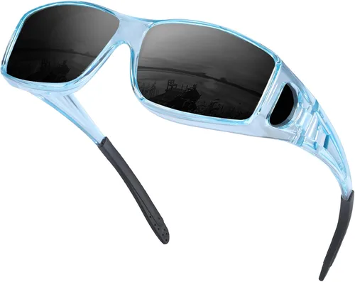 Vista 12 de IGnaef Fit Over Glasses Sunglasses for Men Women C01 Azul Azul Espejo