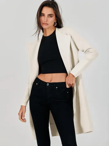 Vista 8 de Caracilia Cárdigan largo de punto para mujer, suéter de gran tamaño, frente abierto, manga larga, solapa, chaqueta casual, abrigo de otoño, abrigo