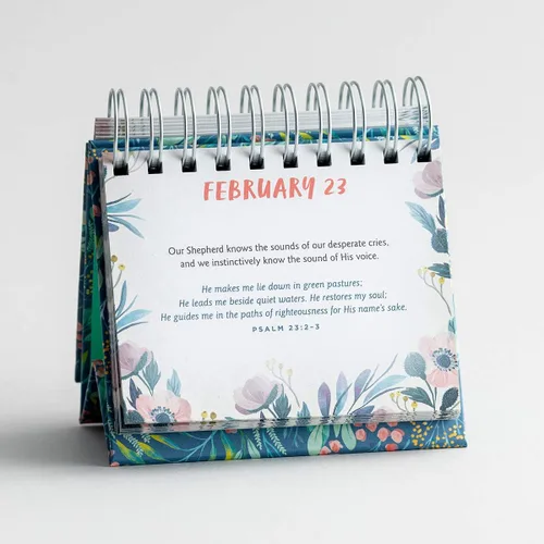 Vista 3 de DaySpring - Un minuto con Dios - Calendario perpetuo (J1391), verde, 5 1/2" x 5 1/4" x 1 1/4