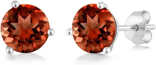 Vista 79 de Gem Stone King Aretes de oro de 14 quilates, 0.236 in, piedra natal redonda, Martini, 3 puntas, aretes de oro para mujer