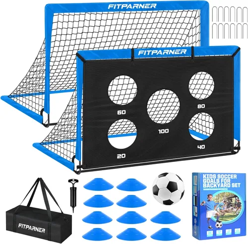 Vista 9 de Portería de fútbol, portería de fútbol para niños en el patio trasero, 2 unidades, redes de fútbol portátiles de 4 x 3/6 x 4 pies con objetivo
