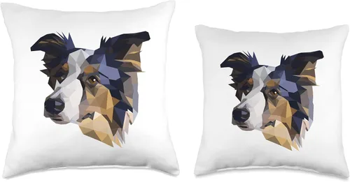 Vista 3 de Cool Geometric Art Border Collie Dog Lovers Throw Pillow
