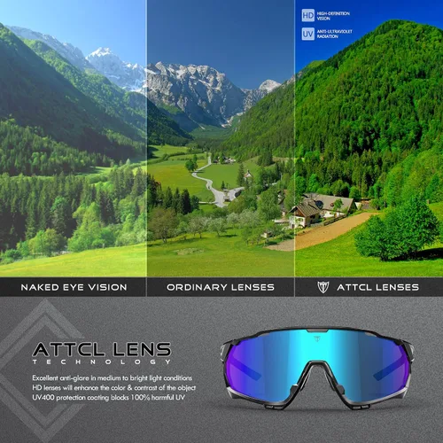 Vista 5 de ATTCL Gafas de sol de ciclismo de lujo para hombres y mujeres, gafas deportivas, protección UV 400 para ciclismo, esquí, conducción