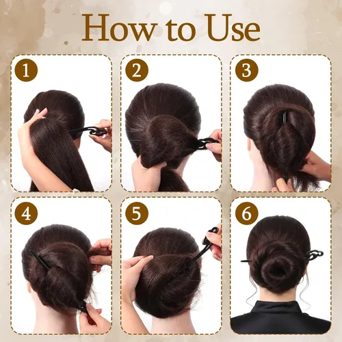 Vista 3 de 8 palillos de madera para el cabello, horquilla china, vintage, chignon, palillos hechos a mano para cabello largo, moños, accesorios Hanfu