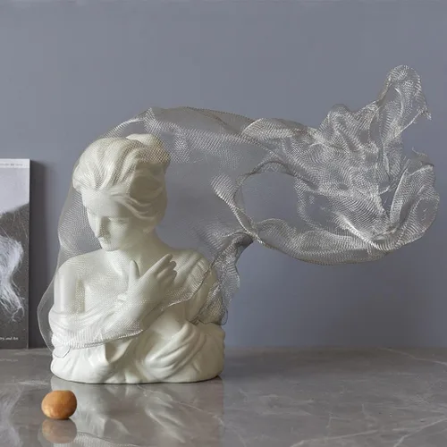 Vista 5 de Escultura de estatua china de feng shui, velo moderno, para niña, escultura de cerámica, decoración de dormitorio, sala de estar, lado, varios