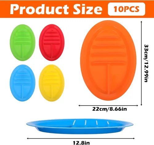 Vista 2 de 10 platos de plástico para tacos para fiestas, platos de tacos de plástico con divisores, soporte grande para tacos con 2 áreas de inmersión