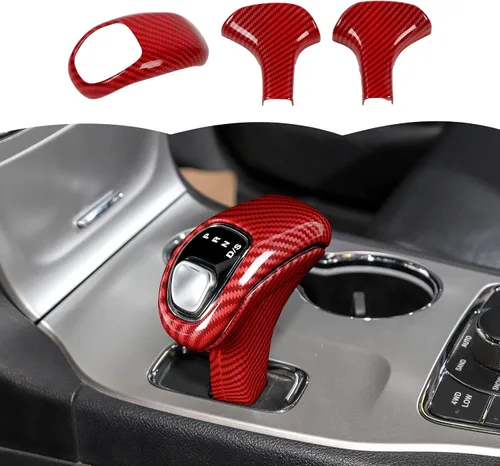 Vista 9 de RT-TCZ Cubierta de perilla de cambio de fibra de carbono, accesorio decorativo para interior, compatible con Jeep Grand Cherokee 2014-2015