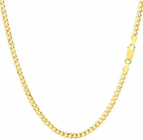 Vista 4 de The Diamond Deal - Collar de cadena para hombre, oro amarillo de 14 quilates, 0.102in, 0.142in, 0.185in, 0.224in, 0.276in, 0.323in, 0.394in