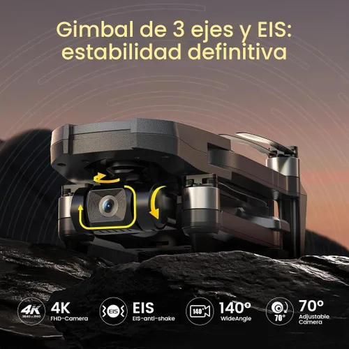 Vista 2 de Holy Stone HS720R - Drones GPS con cámara para adultos con cardán de 3 ejes 4K EIS; dron FPV RC, cuadricóptero plegable con rango de control