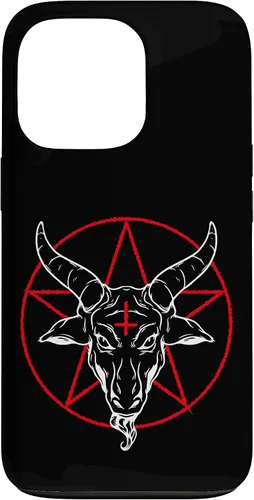 Vista 10 de iPhone 12/12 Pro Baphomet cabra - Estuche Satánico Pentagrama